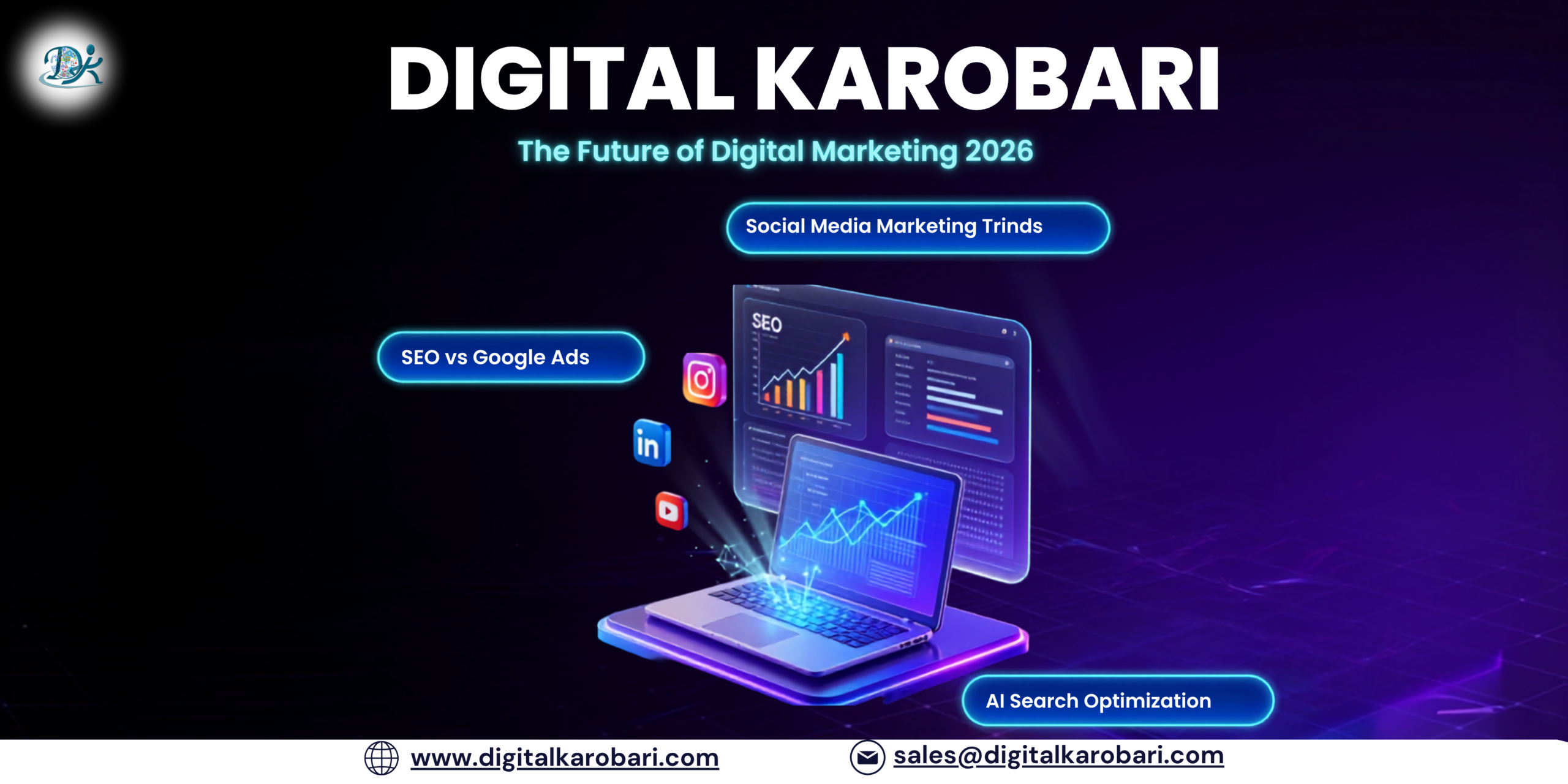 SEO vs Google Ads, AI Search Optimization & Social Media Marketing Trends in 2026 | Digital Karobari 