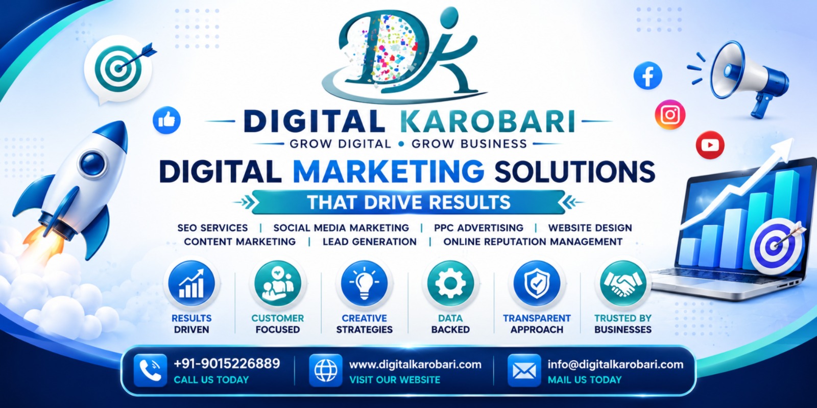 Content marketing strategies that generate high-quality leads without increasing ad spend, including SEO content creation, keyword targeting, lead magnets, local SEO, email marketing, and conversion optimization by Digital Karobari.