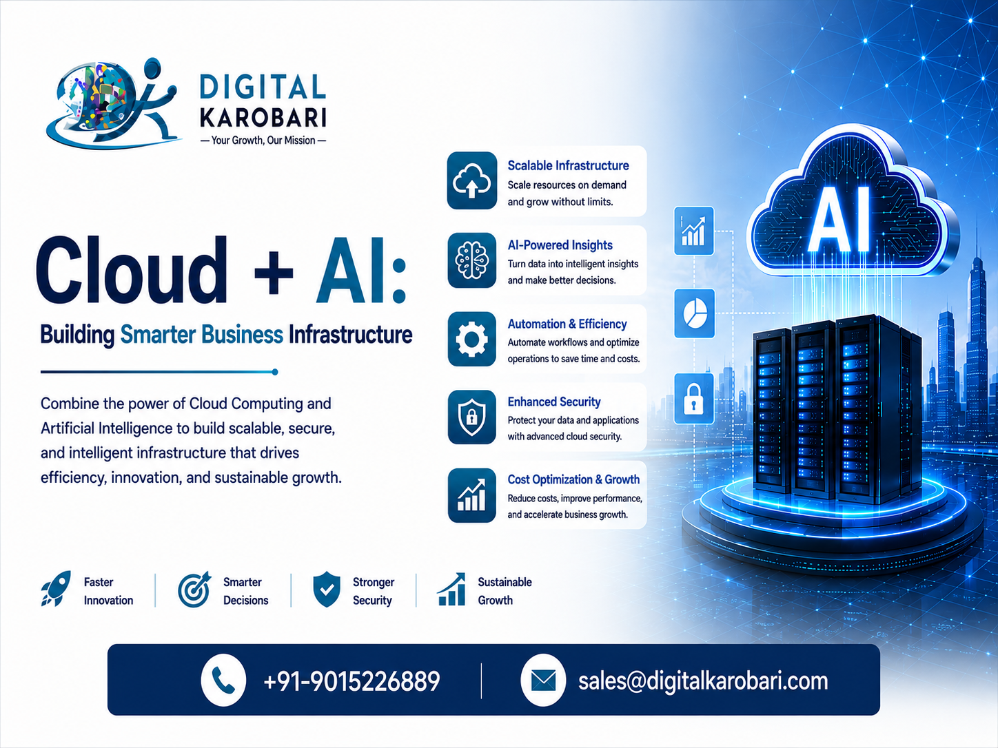 Digital Karobari banner promoting Cloud and AI for smarter business infrastructure.